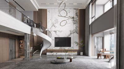 现代别墅客厅3D模型下载